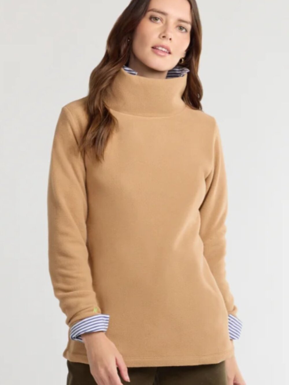 Dudley Stephens Camel Cobble Hill Fleece Tunic Top Turtleneck L/XL